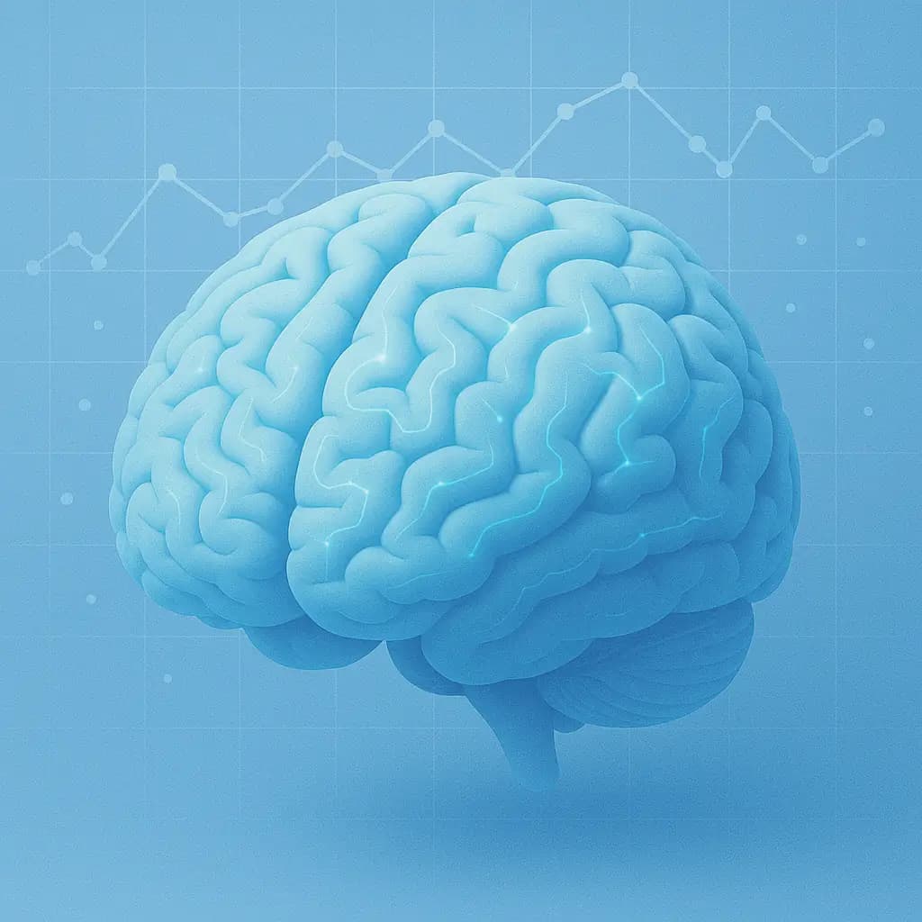 3D-rendered brain with scientific graph overlay, representing autism spectrum analysis and neurological mapping.